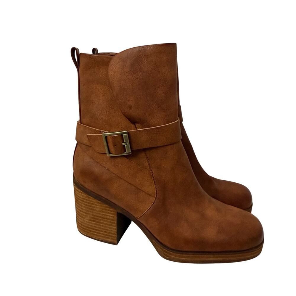 Korks Marci II Boots Womens Size 10 M Brown Faux Leather Stacked Heel Size Zip